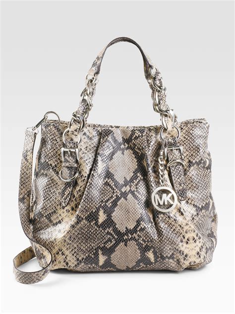 michael kors dark grey python tote handbag|Michael Kors glitter purse.